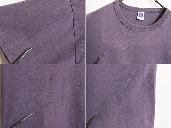 80s 90s ラッセル 無地 半袖 Tシャツ メンズ L 古着 80年代 90年代 ヴィンテージ オールド RUSSELL ヘビーウェイト クルーネック パープル