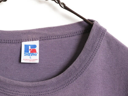 80s 90s ラッセル 無地 半袖 Tシャツ メンズ L 古着 80年代 90年代 ヴィンテージ オールド RUSSELL ヘビーウェイト クルーネック パープル