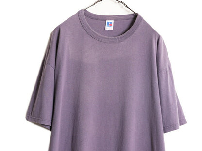 80s 90s ラッセル 無地 半袖 Tシャツ メンズ L 古着 80年代 90年代 ヴィンテージ オールド RUSSELL ヘビーウェイト クルーネック パープル