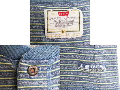 90s リーバイス ヘンリーネック ボーダー 半袖 Tシャツ メンズ M 90年代 オールド LEVIS ヘビーウェイト コットン マルチカラー カットソー