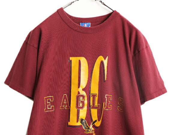 80s USA製 チャンピオン カレッジ プリント 半袖 Tシャツ メンズ L / 80年代 ヴィンテージ Champion 100% コットン ヘビーウェイト エンジ