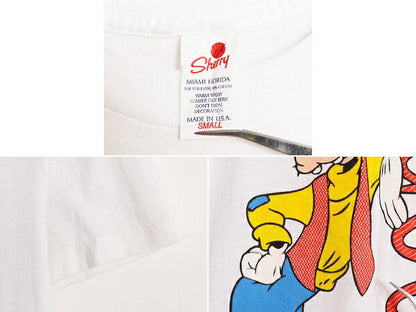 デッドストック 80s USA製 ディズニー オフィシャル グーフィー プリント Tシャツ S 新品 ヴィンテージ キャラクター シングルステッチ 白
