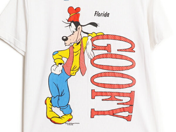 デッドストック 80s USA製 ディズニー オフィシャル グーフィー プリント Tシャツ S 新品 ヴィンテージ キャラクター シングルステッチ 白