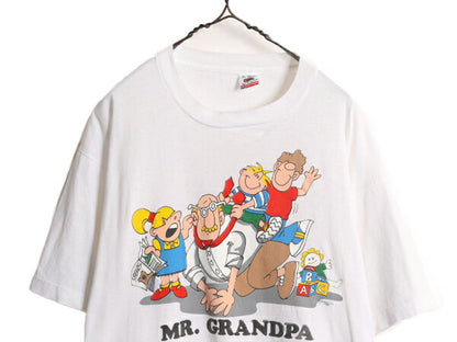80s USA製 ジョーク イラスト プリント 半袖 Tシャツ メンズ XL 古着 ヴィンテージ ヘビーウェイト シングルステッチ キャラクター アート