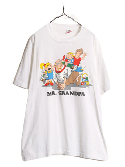 80s USA製 ジョーク イラスト プリント 半袖 Tシャツ メンズ XL 古着 ヴィンテージ ヘビーウェイト シングルステッチ キャラクター アート