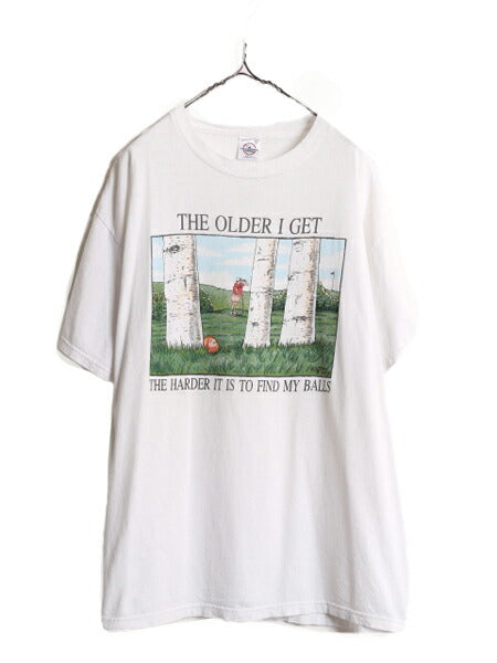 90s ジョーク イラスト キャラクター プリント 半袖 Tシャツ メンズ XL 古着 オールド メッセージ アート 大きいサイズ ヘビーウェイト 白