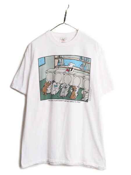 90s ジョーク イラスト プリント 半袖 Tシャツ メンズ XL / 90年代 オールド キャラクター アート ドッグ シングルステッチ ヘビーウェイト