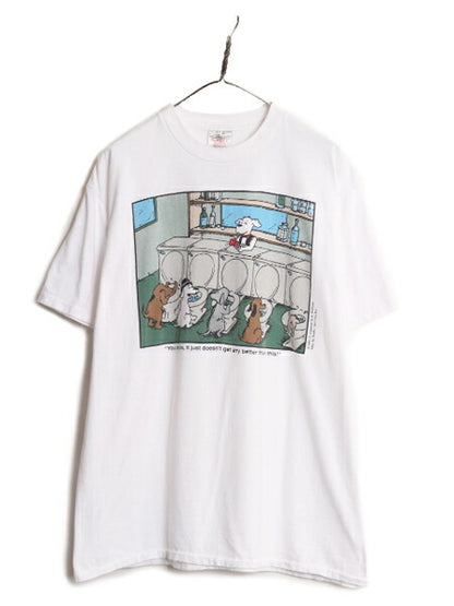 90s ジョーク イラスト プリント 半袖 Tシャツ メンズ XL / 90年代 オールド キャラクター アート ドッグ シングルステッチ ヘビーウェイト