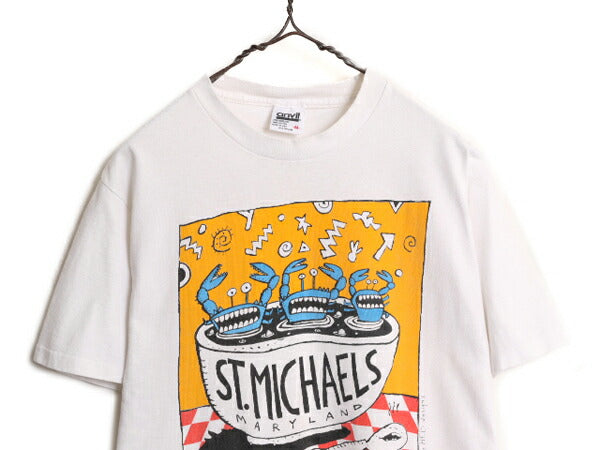 80s USA製 BIG HEAD designs アート イラスト プリント 半袖 Tシャツ メンズ M 80年代 ヴィンテージ カニ ヘビーウェイト シングルステッチ