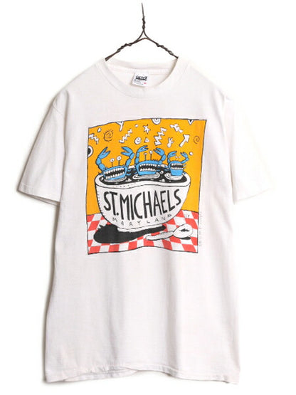 80s USA製 BIG HEAD designs アート イラスト プリント 半袖 Tシャツ メンズ M 80年代 ヴィンテージ カニ ヘビーウェイト シングルステッチ