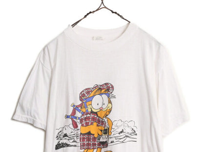 70s ガーフィールド プリント 半袖 Tシャツ メンズ レディース M / 70年代 ヴィンテージ GARFIELD シングルステッチ キャラクター イラスト