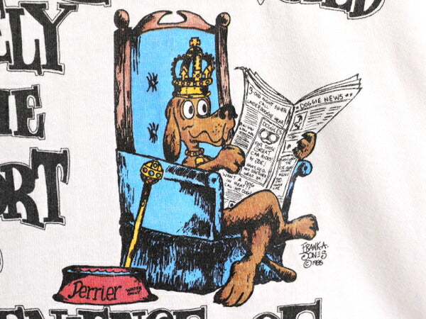 80s USA製 ジョーク イラスト プリント 半袖 Tシャツ メンズ M 小さめ / ヴィンテージ ドッグ メッセージ シングルステッチ ヘビーウェイト