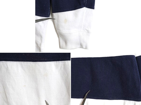 ビッグポニー ■ POLO ポロ ラルフローレン ボーダー 長袖 ラガーシャツ ( メンズ L ) 古着 ラグビー ラグビーシャツ 2トーン ジップネック