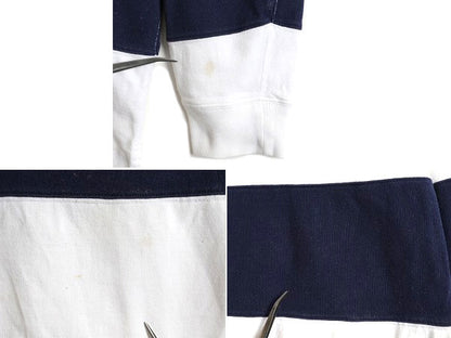 ビッグポニー ■ POLO ポロ ラルフローレン ボーダー 長袖 ラガーシャツ ( メンズ L ) 古着 ラグビー ラグビーシャツ 2トーン ジップネック