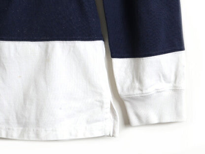 ビッグポニー ■ POLO ポロ ラルフローレン ボーダー 長袖 ラガーシャツ ( メンズ L ) 古着 ラグビー ラグビーシャツ 2トーン ジップネック