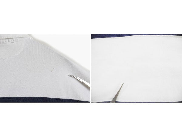 ビッグポニー ■ POLO ポロ ラルフローレン ボーダー 長袖 ラガーシャツ ( メンズ L ) 古着 ラグビー ラグビーシャツ 2トーン ジップネック