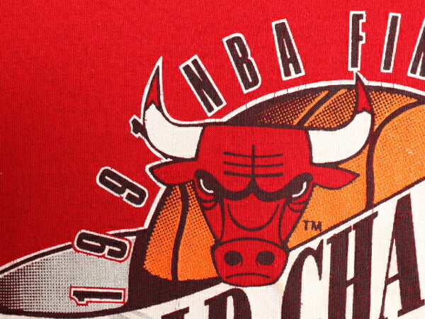 90s USA製 NBA ブルズ プリント 半袖 Tシャツ メンズ XL / 古着 90年代 オールド キャラクター アート バスケ ジョーダン シングルステッチ