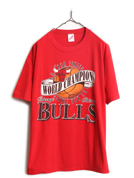 90s USA製 NBA ブルズ プリント 半袖 Tシャツ メンズ XL / 古着 90年代 オールド キャラクター アート バスケ ジョーダン シングルステッチ