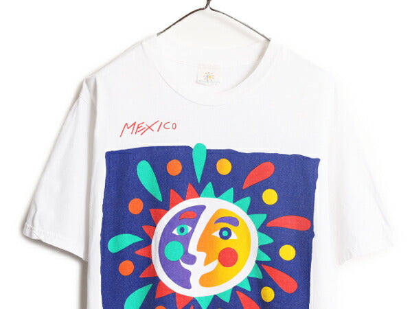 90s アート イラスト プリント 半袖 Tシャツ メンズ L 90年代 オールド グラフィック ヘビーウェイト 白 カットソー キャラクター ホワイト