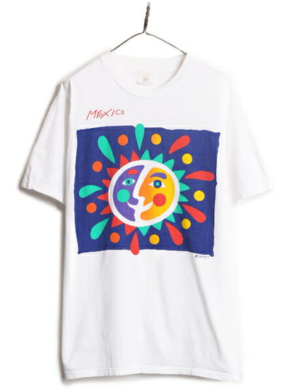 90s アート イラスト プリント 半袖 Tシャツ メンズ L 90年代 オールド グラフィック ヘビーウェイト 白 カットソー キャラクター ホワイト