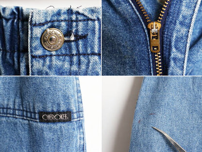 90s チェロキー デニム ショートパンツ レディース M / 古着 90年代 オールド CHEROKEE 短パン コットン ショーツ ノータック ヒゲ アタリ