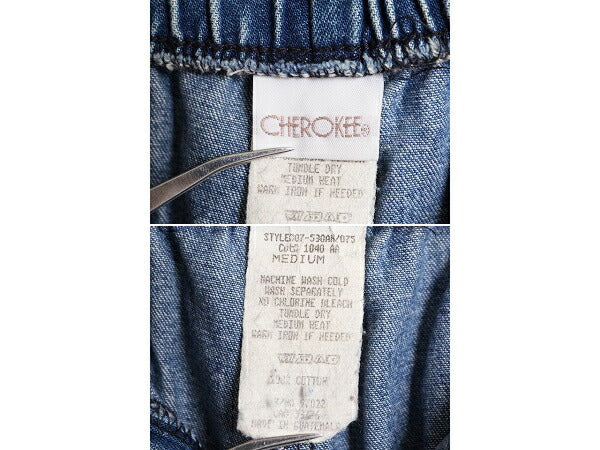 90s チェロキー デニム ショートパンツ レディース M / 古着 90年代 オールド CHEROKEE 短パン コットン ショーツ ノータック ヒゲ アタリ