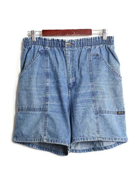90s チェロキー デニム ショートパンツ レディース M / 古着 90年代 オールド CHEROKEE 短パン コットン ショーツ ノータック ヒゲ アタリ