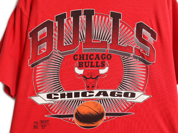 90s USA製 NBA オフィシャル ブルズ プリント 半袖 Tシャツ メンズ L 古着 オールド キャラクター バスケ シングルステッチ ヘビーウェイト
