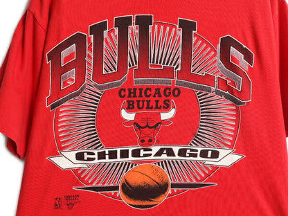 90s USA製 NBA オフィシャル ブルズ プリント 半袖 Tシャツ メンズ L 古着 オールド キャラクター バスケ シングルステッチ ヘビーウェイト