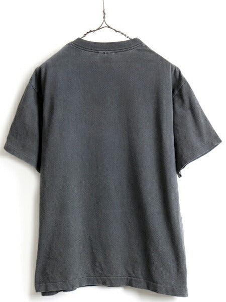 90s USA製 人気 黒 ■ NHL オフィシャル ペンギンズ プリント 半袖 Tシャツ ( メンズ L ) 古着 90年代 オールド プリントTシャツ ホッケー