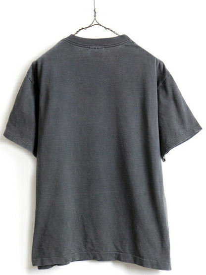 90s USA製 人気 黒 ■ NHL オフィシャル ペンギンズ プリント 半袖 Tシャツ ( メンズ L ) 古着 90年代 オールド プリントTシャツ ホッケー
