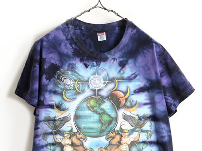 80s USA製 ■ ヘインズ 両面 プリント タイダイ 半袖 Tシャツ ( XL メンズ 小さめ L 程) 古着 80年代 ビンテージ HANES アニマル 動物 馬