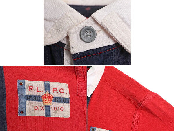 ポロ ラルフローレン 長袖 ラガーシャツ メンズ S / 古着 POLO 長袖シャツ ラグビー ヘビーウェイト ユニオンジャック パネル イングランド