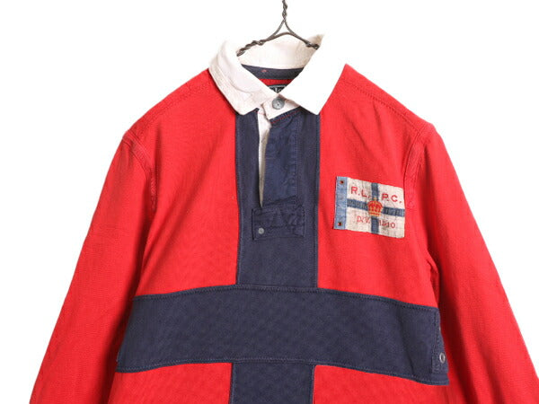 ポロ ラルフローレン 長袖 ラガーシャツ メンズ S / 古着 POLO 長袖シャツ ラグビー ヘビーウェイト ユニオンジャック パネル イングランド
