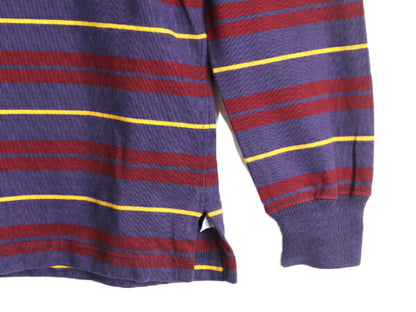 90s USA製 ポロ ラルフローレン ボーダー 長袖 ラガーシャツ メンズ S / オールド POLO 長袖シャツ ラグビー ヘビーウェイト ポケット付き