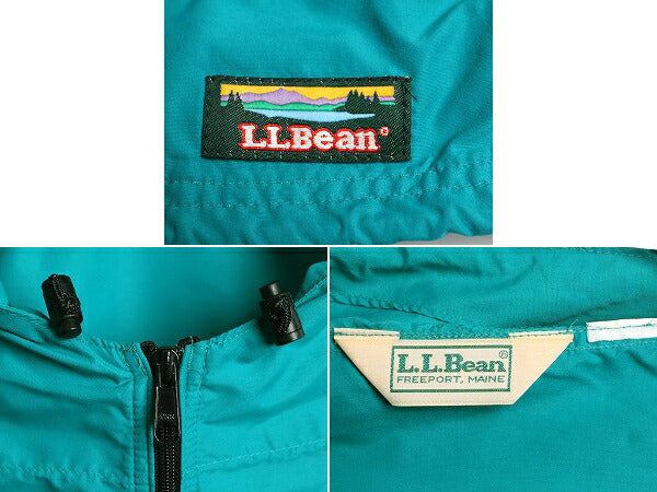 90s エルエルビーン ナイロン アノラック フード パーカー ジャケット メンズ M 程/ 古着 オールド LLBEAN アウトドア ハーフジップ マンパ