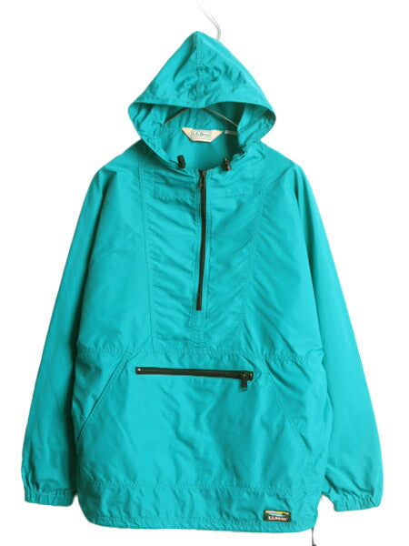 90s エルエルビーン ナイロン アノラック フード パーカー ジャケット メンズ M 程/ 古着 オールド LLBEAN アウトドア ハーフジップ マンパ