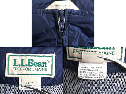80s エルエルビーン ナイロン ジャケット メンズ S 古着 80年代 ヴィンテージ LLBean アウトドア フルジップ ハイネック 企業 ブルゾン 紺