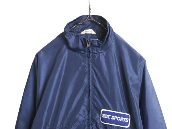 80s エルエルビーン ナイロン ジャケット メンズ S 古着 80年代 ヴィンテージ LLBean アウトドア フルジップ ハイネック 企業 ブルゾン 紺