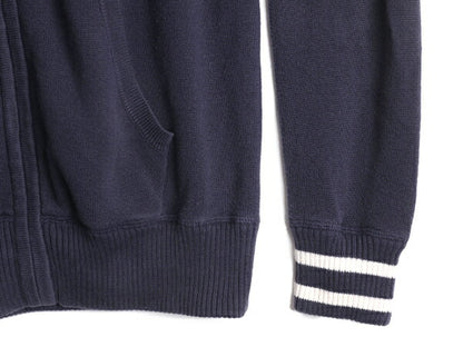 ラルフローレン ハイネック コットン ニット セーター メンズ L / 古着 POLO JEANS フルジップ リブ編み ドライバーズ ジャケット ネイビー