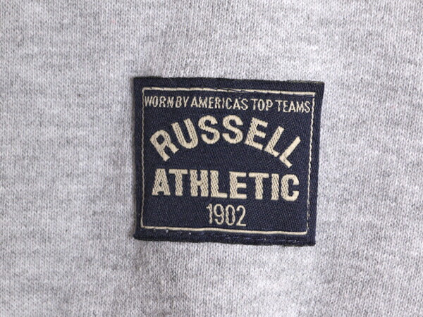 90s USA製 ラッセル 襟付き スウェット メンズ L 古着 90年代 オールド RUSSELL トレーナー ハーフジップ 裏起毛 ポロシャツ ワンポイント