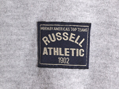 90s USA製 ラッセル 襟付き スウェット メンズ L 古着 90年代 オールド RUSSELL トレーナー ハーフジップ 裏起毛 ポロシャツ ワンポイント