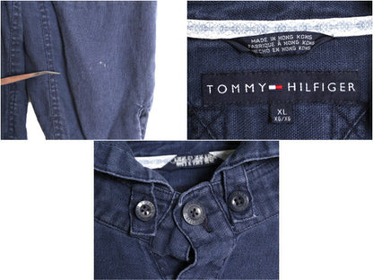 00s トミーヒルフィガー 100% リネン パーカー ジャケット メンズ XL 古着 00年代 オールド TOMMY HILFIGER フード プルオーバー ブルゾン