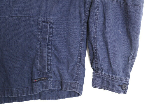 00s トミーヒルフィガー 100% リネン パーカー ジャケット メンズ XL 古着 00年代 オールド TOMMY HILFIGER フード プルオーバー ブルゾン