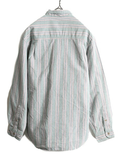 80s ■ エディーバウアー ストライプ コットン シャモア クロス ボタンダウン 長袖 シャツ メンズ S / 80年代 Eddie Bauer フランネル ネル