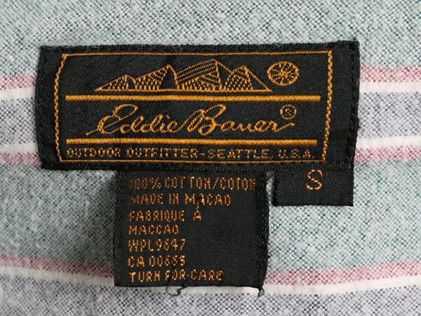 80s ■ エディーバウアー ストライプ コットン シャモア クロス ボタンダウン 長袖 シャツ メンズ S / 80年代 Eddie Bauer フランネル ネル