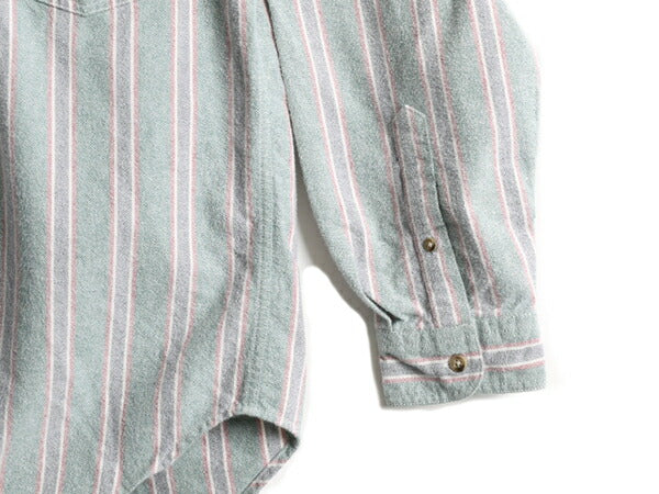 80s ■ エディーバウアー ストライプ コットン シャモア クロス ボタンダウン 長袖 シャツ メンズ S / 80年代 Eddie Bauer フランネル ネル