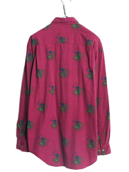 90s OLD GAP 総柄 長袖 シャツ メンズ M / 90年代 オールド ギャップ コットン マルチカラー カウボーイ ウエスタン 総柄シャツ パープル