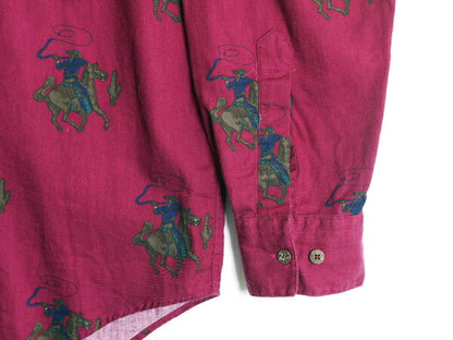 90s OLD GAP 総柄 長袖 シャツ メンズ M / 90年代 オールド ギャップ コットン マルチカラー カウボーイ ウエスタン 総柄シャツ パープル