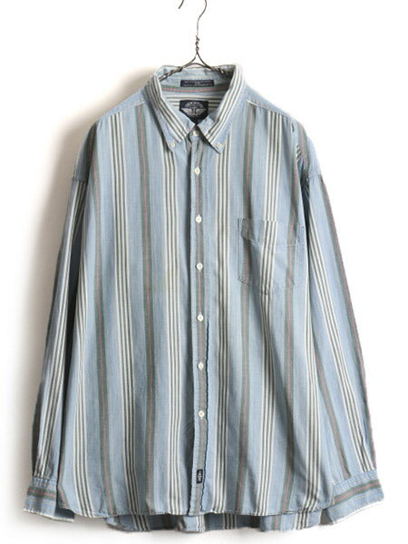 90s 大きいサイズ XXL ■ DOCKERS リーバイス ストライプ 長袖 ボタンダウン シャツ ( メンズ ) 古着 ドッカーズ LEVIS ストライプシャツ